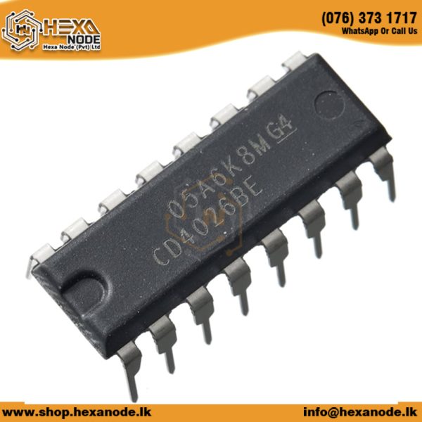 CD4026 DIP Decade Counter with Seven-Segment Display Driver IC