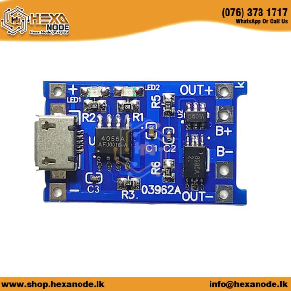 TP4056 5V 1A Micro USB 18650 Special Lithium Battery Charging Module (With Protection) - Image 2