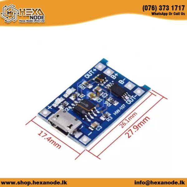 TP4056 5V 1A Micro USB 18650 Special Lithium Battery Charging Module (With Protection) - Image 3