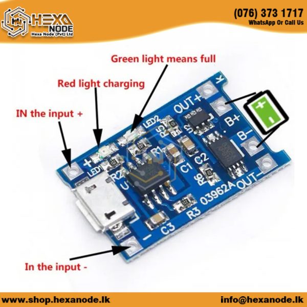 TP4056 5V 1A Micro USB 18650 Special Lithium Battery Charging Module (With Protection) - Image 4