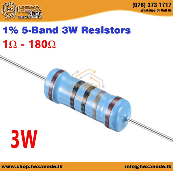 (1Ω / 1R) – (180Ω / 180R) 1% 5-Band 3W Resistor
