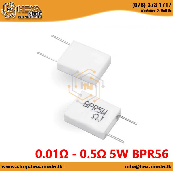 0.01Ω - 0.5Ω 5W BPR56 Vertical Mounting Wire Wound Ceramic Non-Inductive Cement Resistor