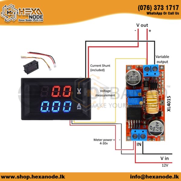 0-100VDC 10A Digital Voltmeter & Ammeter Dual Display - Image 2