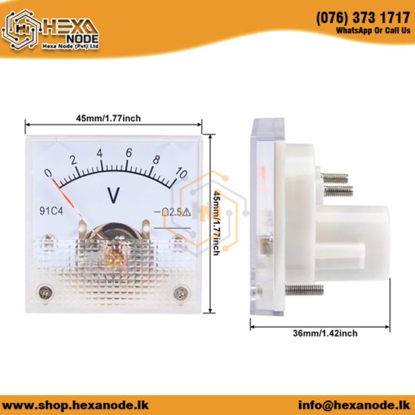 0-10V DC Analogue Voltmeter Meter 91C4 - Image 2