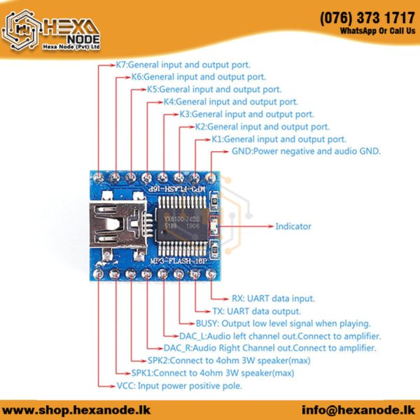 128MBit Flash - 16P Voice lq6500-16P MP3 Module - Image 3
