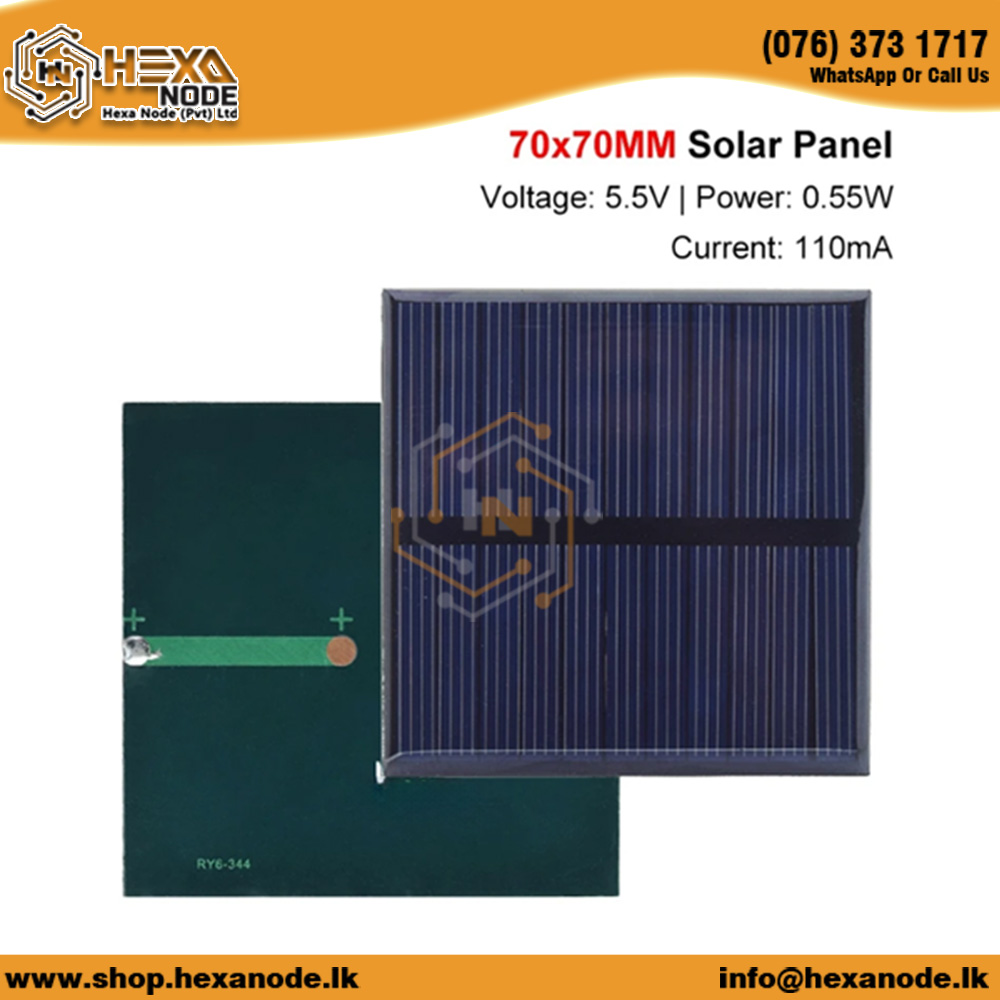 5.5V 110mA 0.55W Solar Panel Polycrystalline 70X70mm